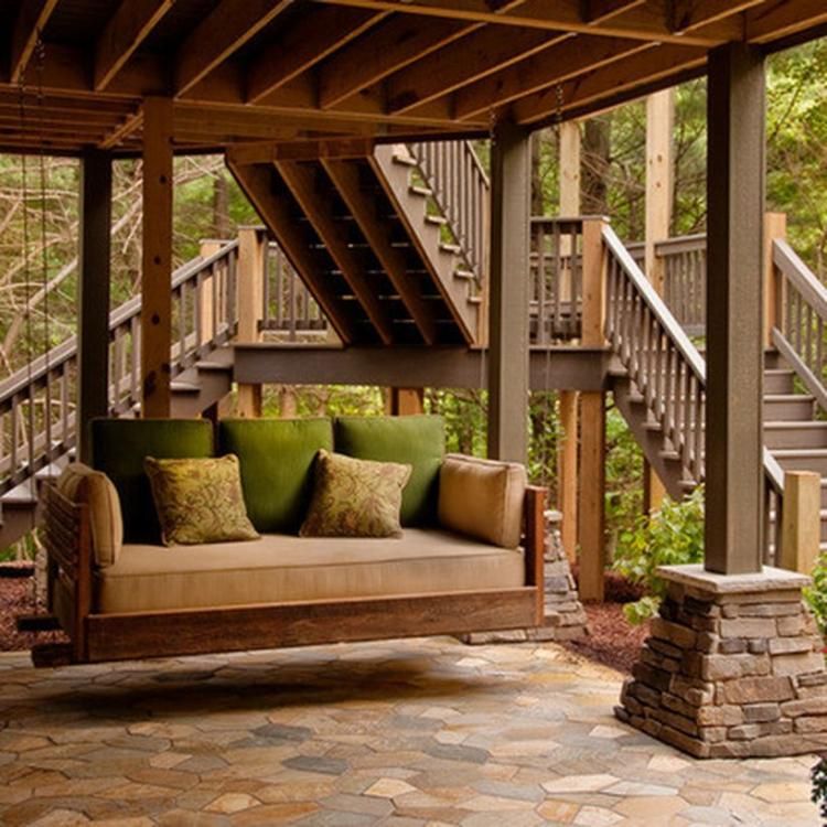 Cozy covered porch swing.