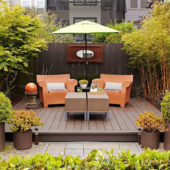 Cozy and attractive backyard patio area for a small yard.