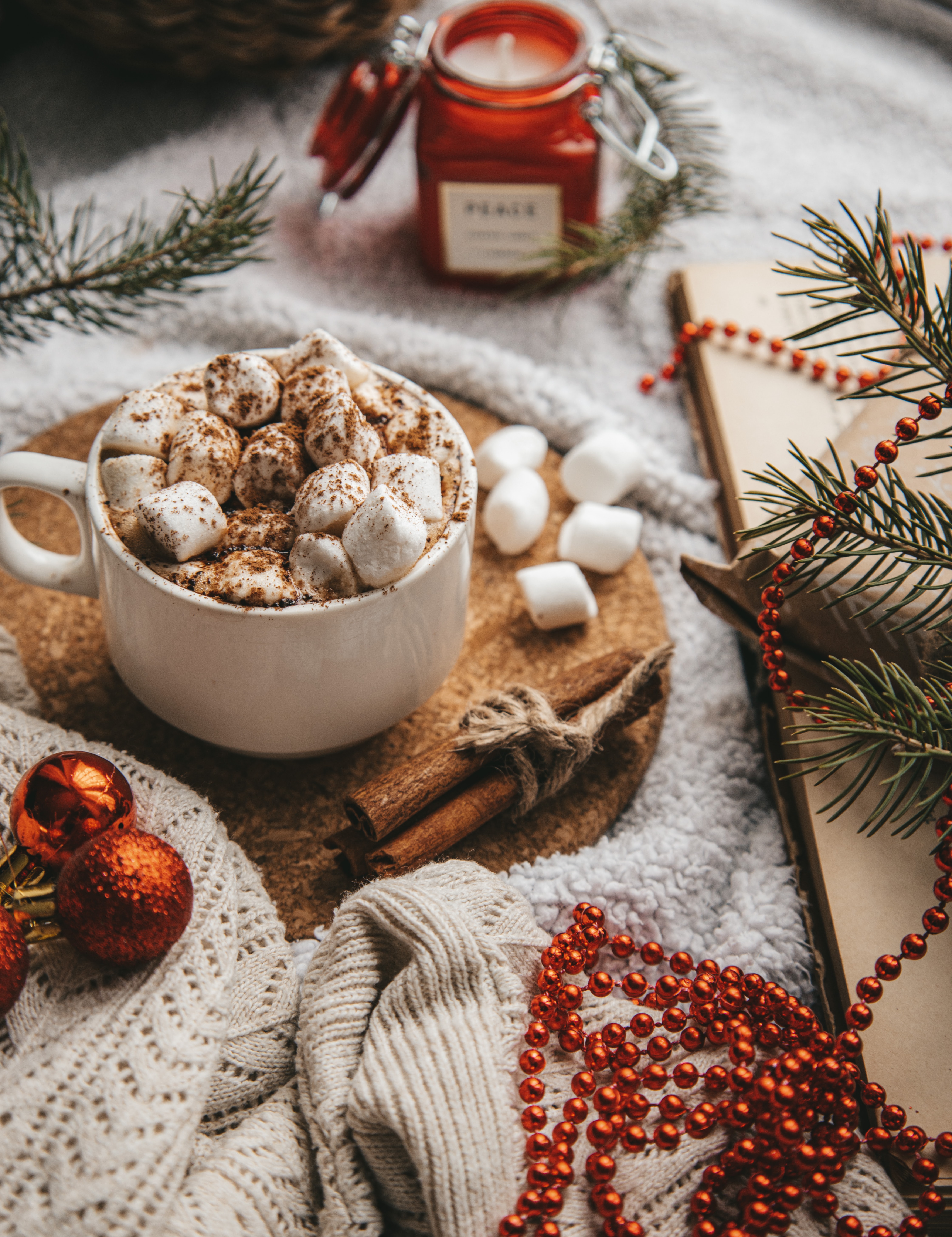 Create a cozy holiday atmosphere with hot chocolate and cookies.