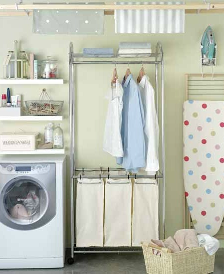Laundry organizing systems can be found at any home improvement store.