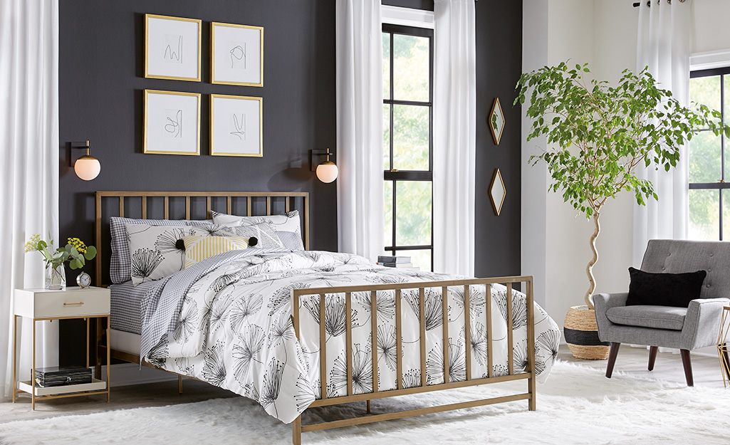 A dark neutral color can often work in a master bedroom, as long as the room is not too small. Many people find a dark color very restful.