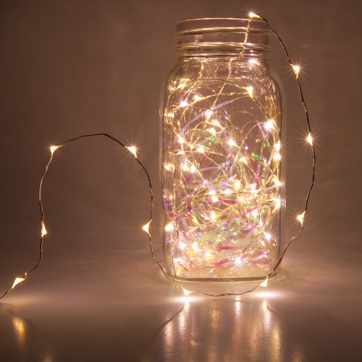 Christmas Led string fairylights inside a mason jar.
