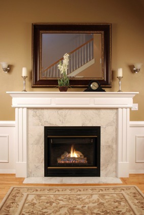 Fireplace and art displaying the golden section ratio of 3:5.