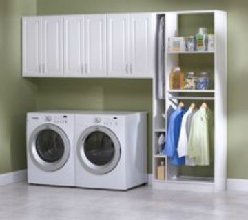 Designate a part of your garage as an organized laundry area.
