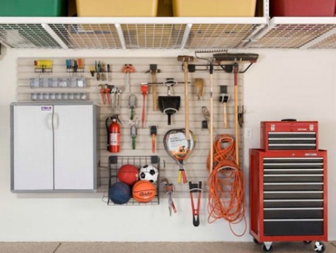 Keep garage floors looking spacious by using storage systems.