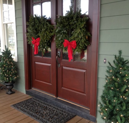 Front door Christmas decorations