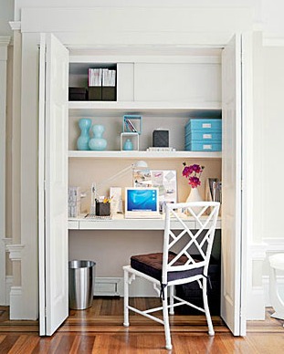Turn a spare closet into a home office.