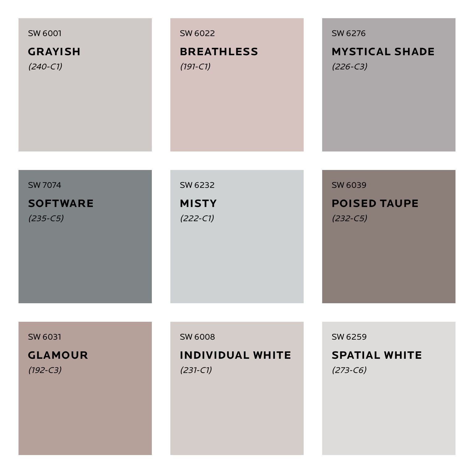 gray paint palette sherwinwilliams2023