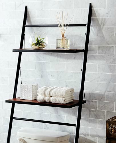 Over the Toilet Storage - Leaning Bathroom Ladder