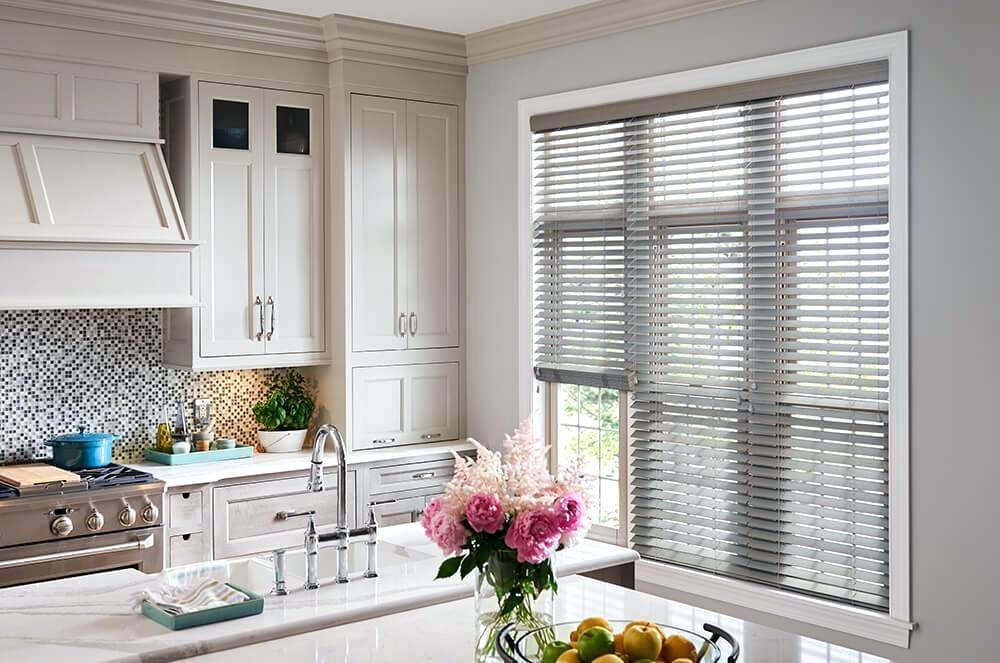 Kitchen with venetian blinds