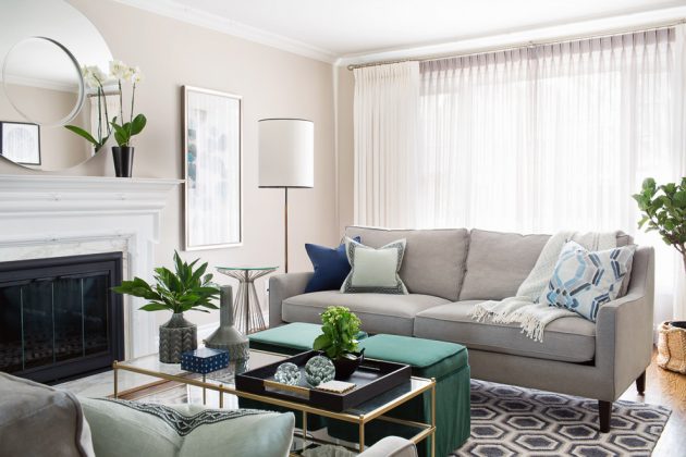 This living room in neutral color palette has an almost universal appeal.