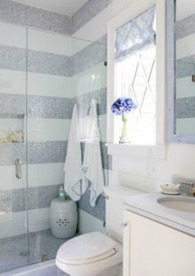 Bathroom with horizontal stripes.