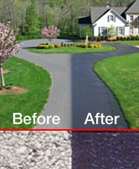 Asphalt driveway- before and after asphalt paint.
