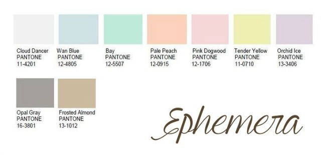 Ephemera Pantone color palette 2016