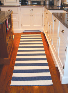 Kitchen with striped runner