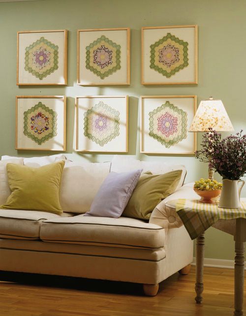This quilt square wall montage is a great focal point.