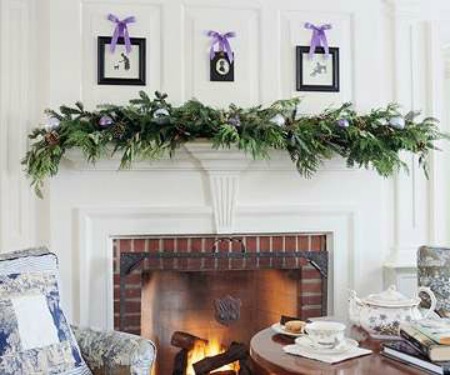 Draw attention to a lovely fireplace by adorning the mantle with greenery.