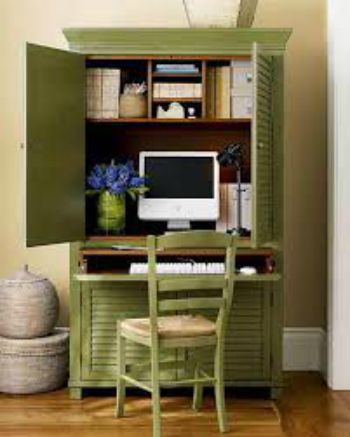 An armoire is a perfect place to hide a home office!