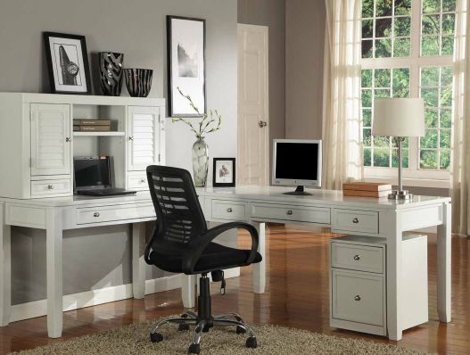 Create a relaxing work space by decorating in neutral colors.