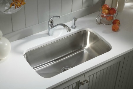 How to clean a stainless steel kitchen sink.