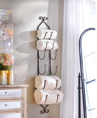 Vertical towel rack by Pottery Barn.