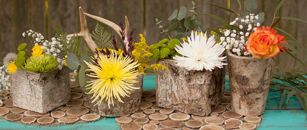 Create a linear vignette on a table top.